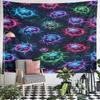 Neon Ladybugs On Dark Background Pattern Wall Hanging Tapestry Decorative Tapestry Home Decor for Bedroom and Living Room