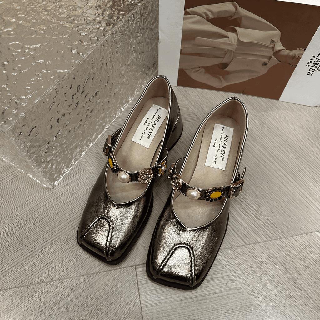 Fashion Hot Selling Shoes Woman 2025 Female Footwear Soft Square Toe New Dress On Heels Ethnic Shoes Woman Female Footwear Square To