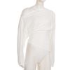 Off Shoulder Solid Long Sleeve Irregular Thermal T Shirt For Women