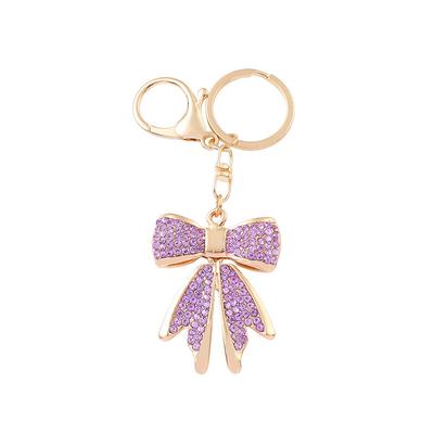 Creative Cute Alloy Rhinestone Bow Keychain Handbag Backpack Pendant Girl Heart Exquisite Gift
