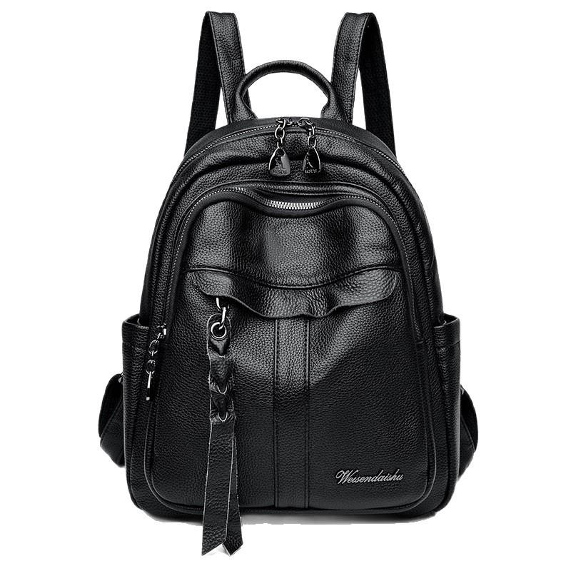 Schoolbag Backpack Women's 1011 New Large Capacity Fashion Leisure Travel Women's Small Backpack Soft Leather Korean Version Versatile School Bag