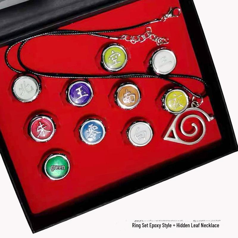 Sada prstenů Akatsuki Ninja: Itachi, Deidara, Pain, Sasori, Orochimaru Anime Collection
