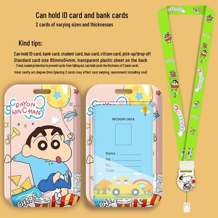 Crayon Shin-chan Cartoon Student Lanyard ID Badge Holder for Campus Use