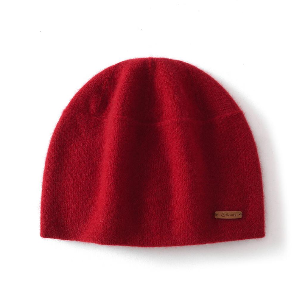 New Pure Cashmere Hat Knitted Warm and Versatile Double-layer Men's and Women's Solid Color Headgear