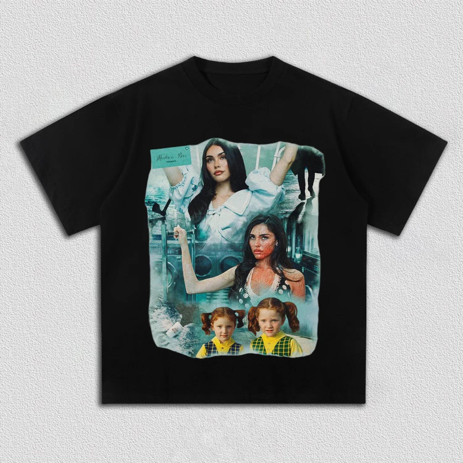 

Madison Beer The Locket Tour Graphic T-Shirt Pop Star Collage Casual Cotton Streetwear Fan Merch Top S разноцветный