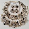 2025 Novos Conjuntos de Joias de Cristal Strass de Luxo Conjunto de Colar Pulseiras Brincos Conjunto Feminino Casamento Indiano Joias Statement de Noiva