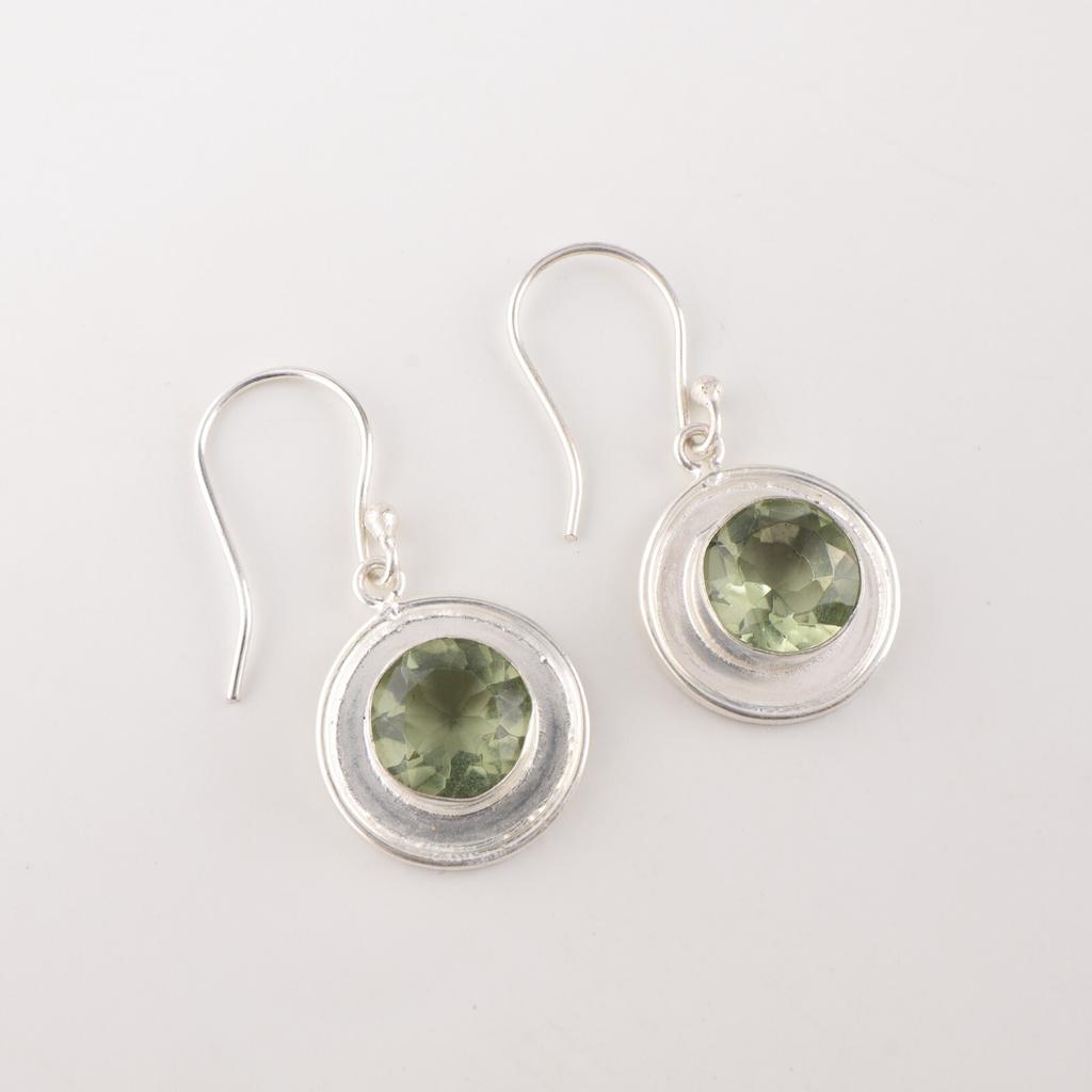 Green Amethyst Gemstone 925 Fine Silver Jewelry Handmade Wedding Earrings 1.40" EE-4-42