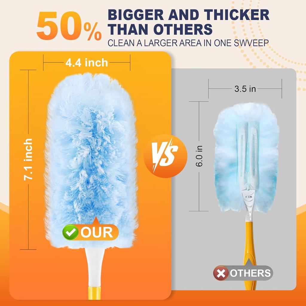 Duster Refills Compatible with Duster Refill,Feather Dusters for Cleaning with 1 Handle,Multisurface 360° Dusters,Unscented Disposable Dusters