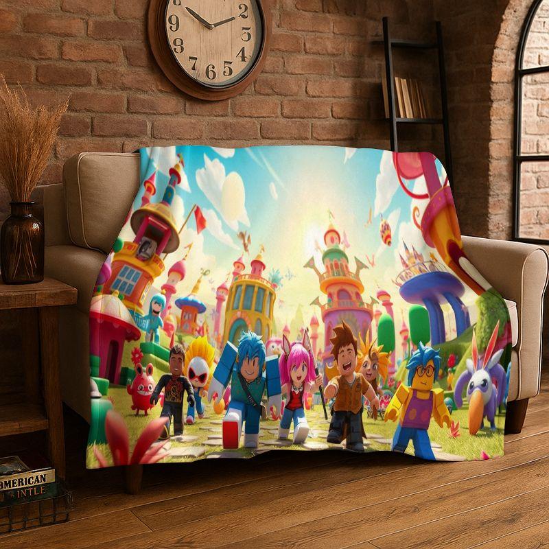 3D R-Robloxs Games Cartoon Soft Plush Blanket,Flannel Throw Blanket for Living Room Bedroom Bed Sofa Cover Picnic Office Gift