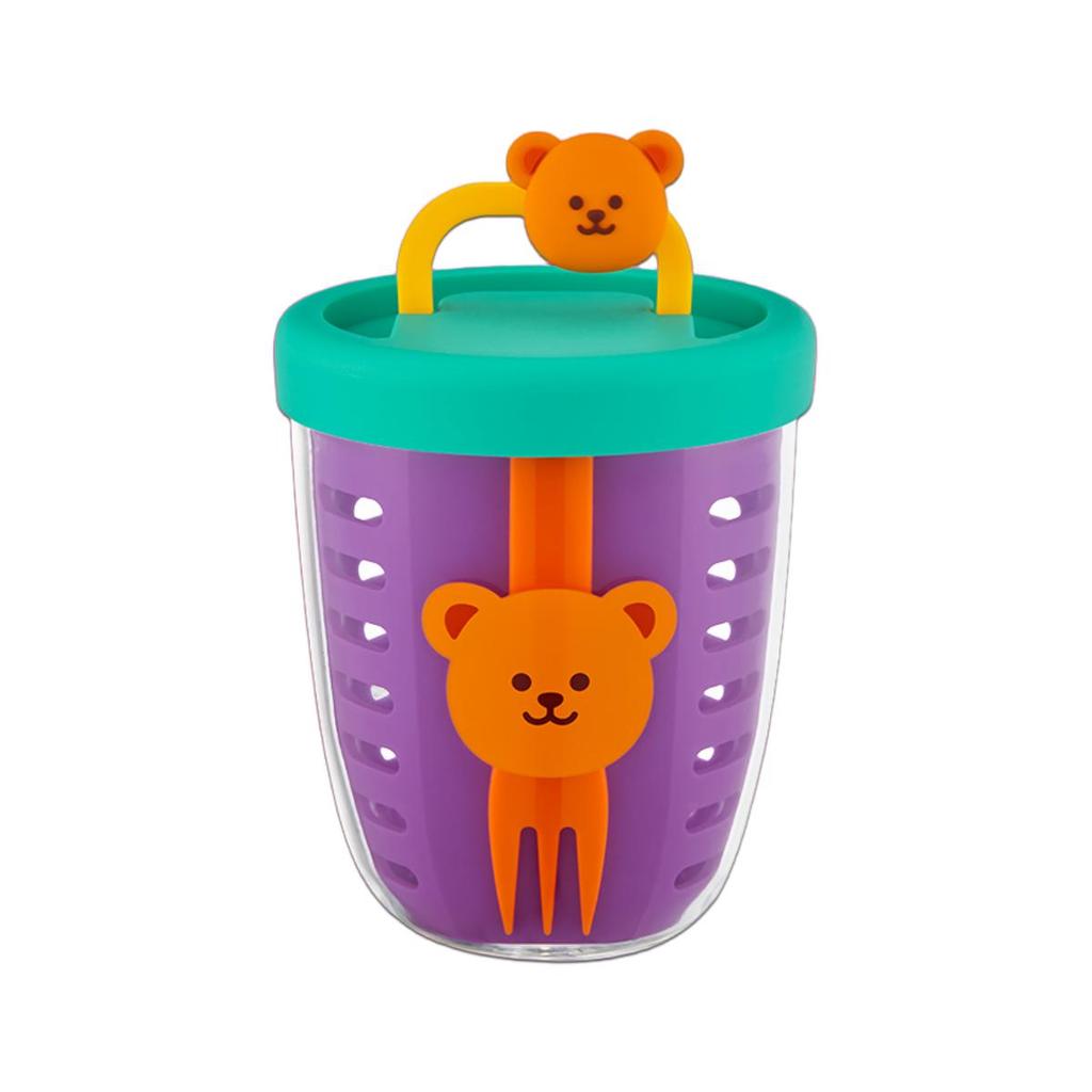 WIGGLE WIGGLE Fruit Pot Portable Fruit Container with Built-in Fork