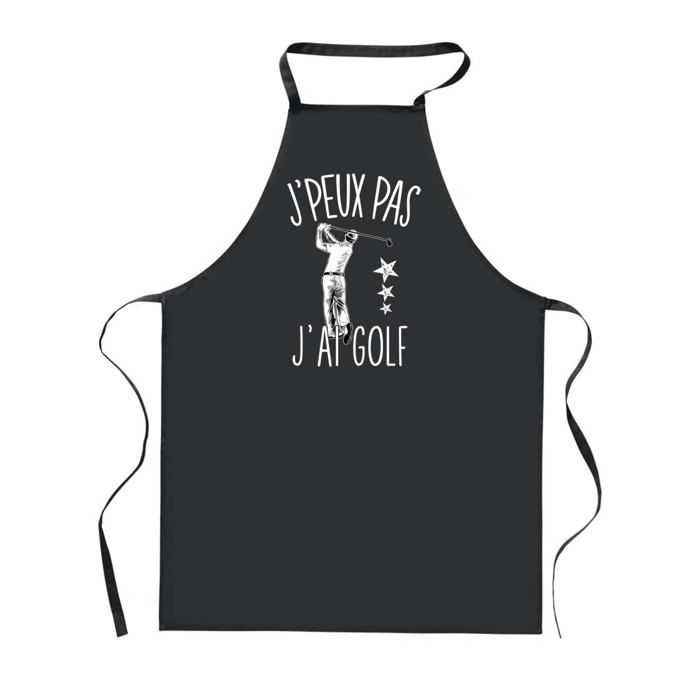 Tablier de cuisine - PLANETEE - J'peux Pas Golf - Noir - Impression bretonne - 90x60 cm