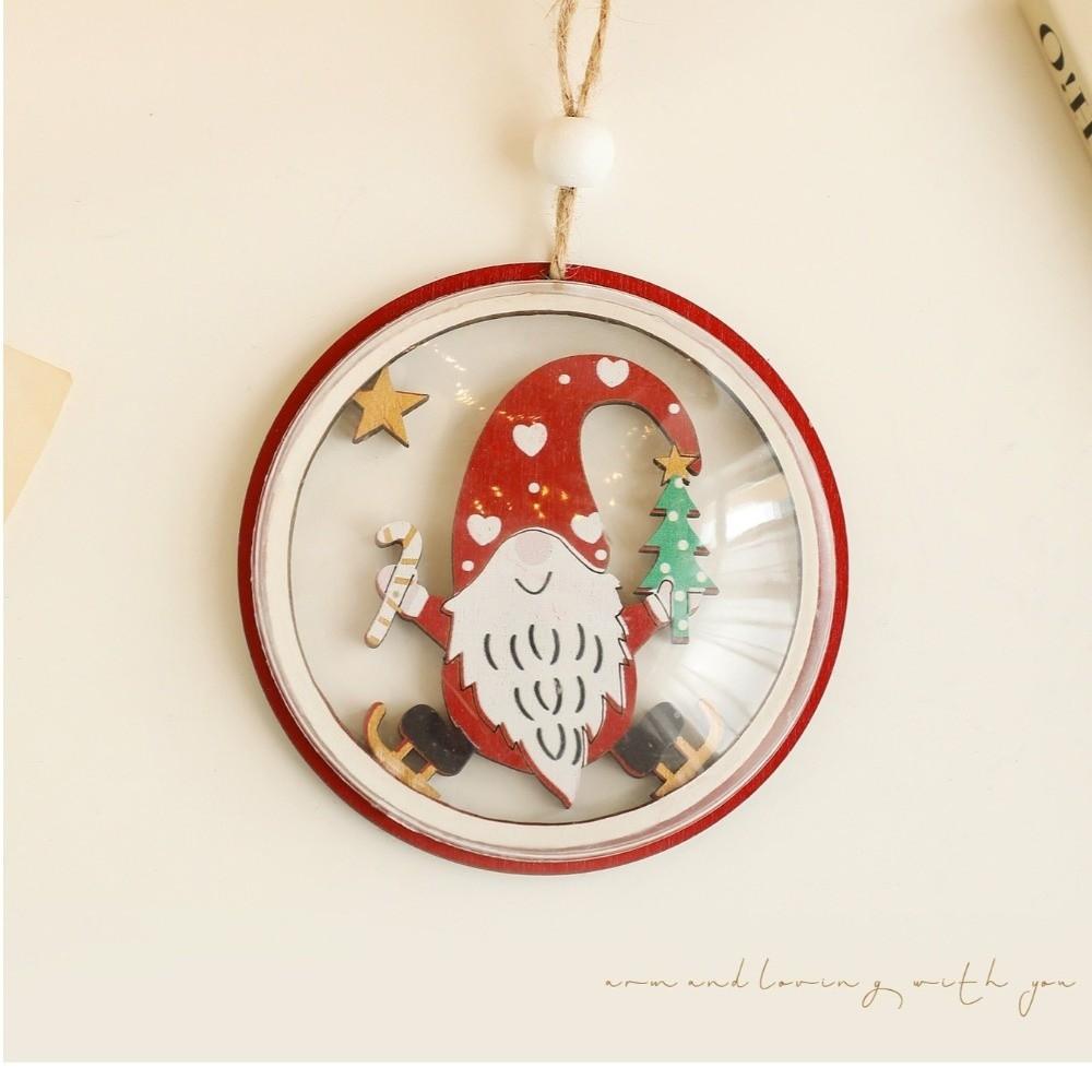Wooden Christmas Tree Hanging Ornaments Santa Claus Snowman Colorful Xmas Tree Decorations Christmas Ornaments