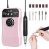 Portable Nail Drill Professional 35000 Rpm For Acrylic Nails Gel Polishing Removing, Pink, 1 Set