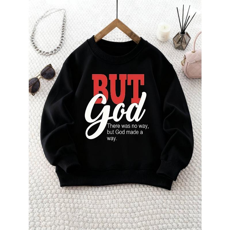 Kids Crewneck Casual Sweatshirt, English Letter Random Print 110