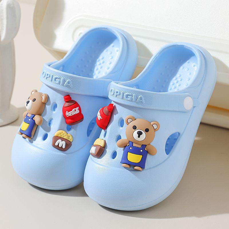 Children's Non-slip Cartoon Beach Slippers, Closed-toe, Ages 6-12, Two-way Summer Wear