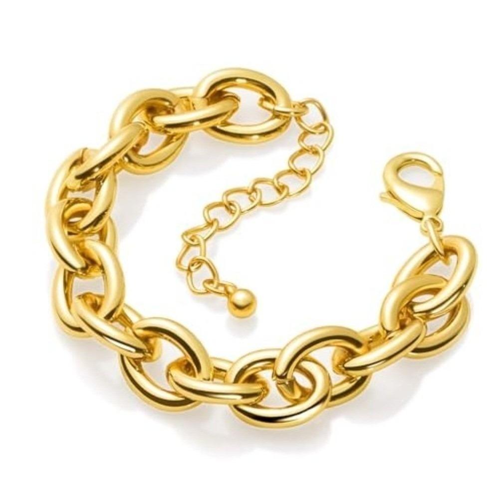 Gold Plated Chunky Chain Bracelet Stainless Steel Curb Link Bracelet Cable Chain Bracelet For Men