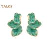 1 Pair Lady Earrings Petal Shape Oil Dripping Smooth Maple Decor Smooth Anti-slip Lightweight Prom Dating Cocktail Party Stud Earrings