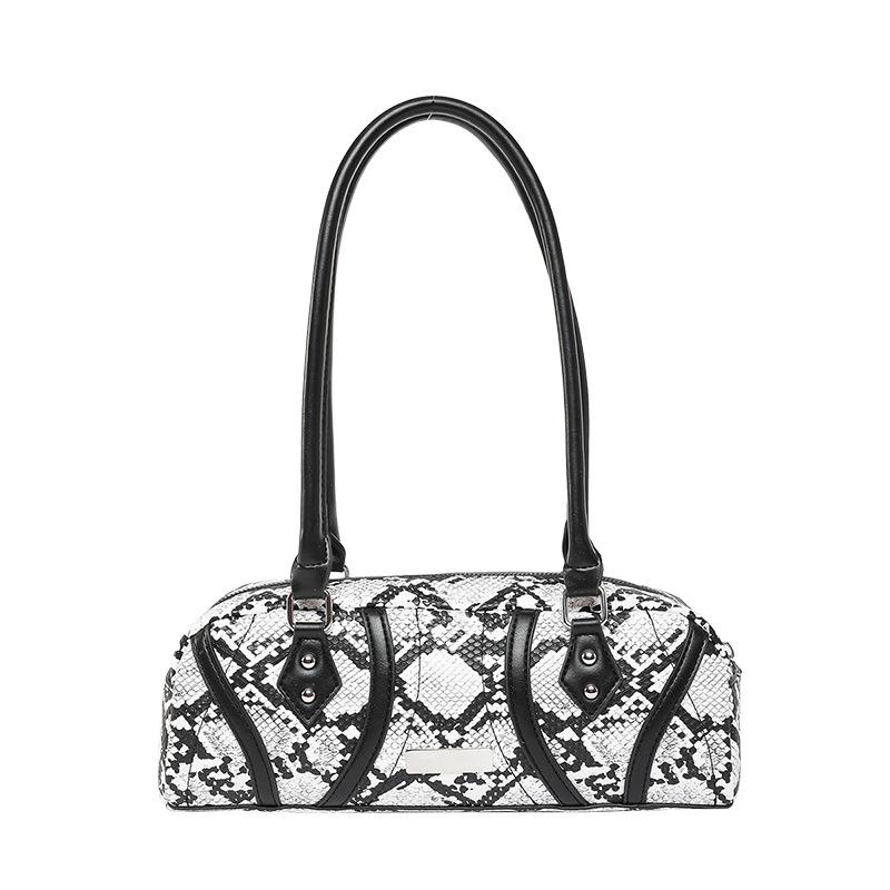 

Сумка-подмышка интернет-знаменитости 2025 новая европейская и американская мода змеиный узор персонализированная сумочка женская большая вместительность на плечо сумка-подушка белый