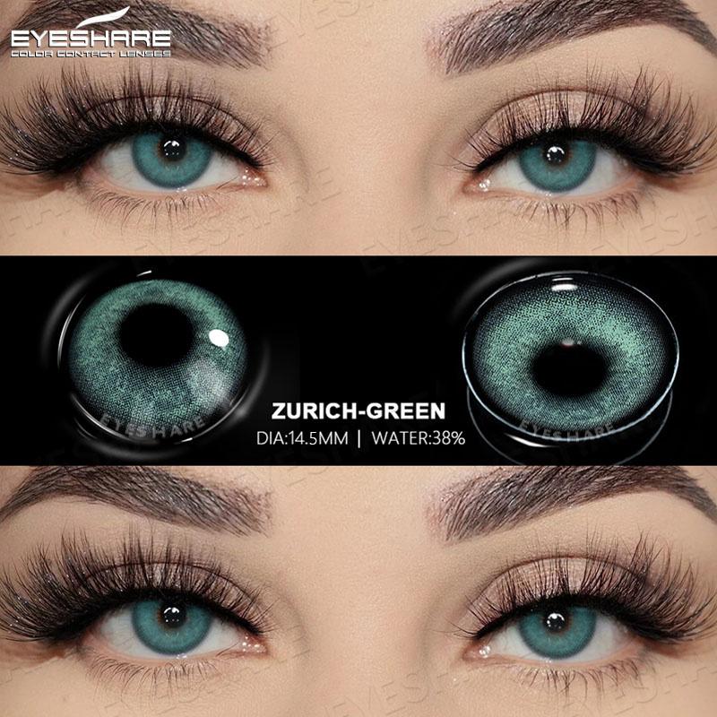 2Pcs Natural Color Contacts para olhos Lentes azuis Contatos de olhos castanhos Maquiagem anual de lentes Pupilas cinzas Uso para olhos