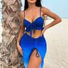 New Split Three-piece Conservative Bikini Skirt Mesh Sexy European and American Style Swimsuit