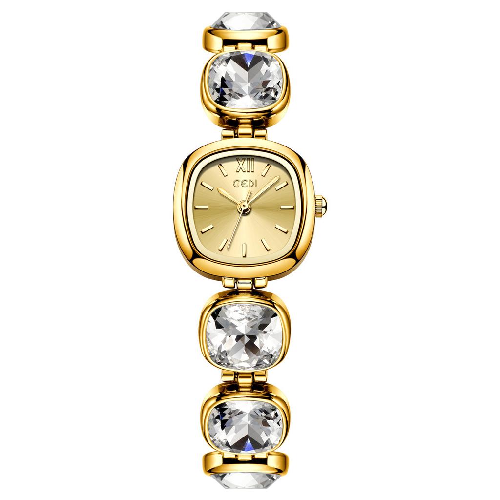 Premium Sugar Cube Diamond Women's Watch Light Luxury Fashion High Value Quartz Watch Bracelet Women's Watch