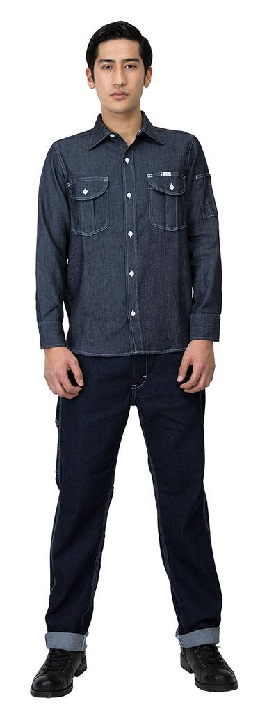 Lee Casual Work Long Sleeve Shirt In Indigo Navy Men's