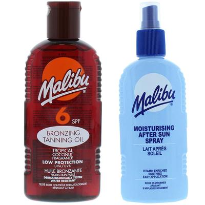 Malibu SPF6 Tanning Oil 200ml + After Sun Spray Balm 200ml