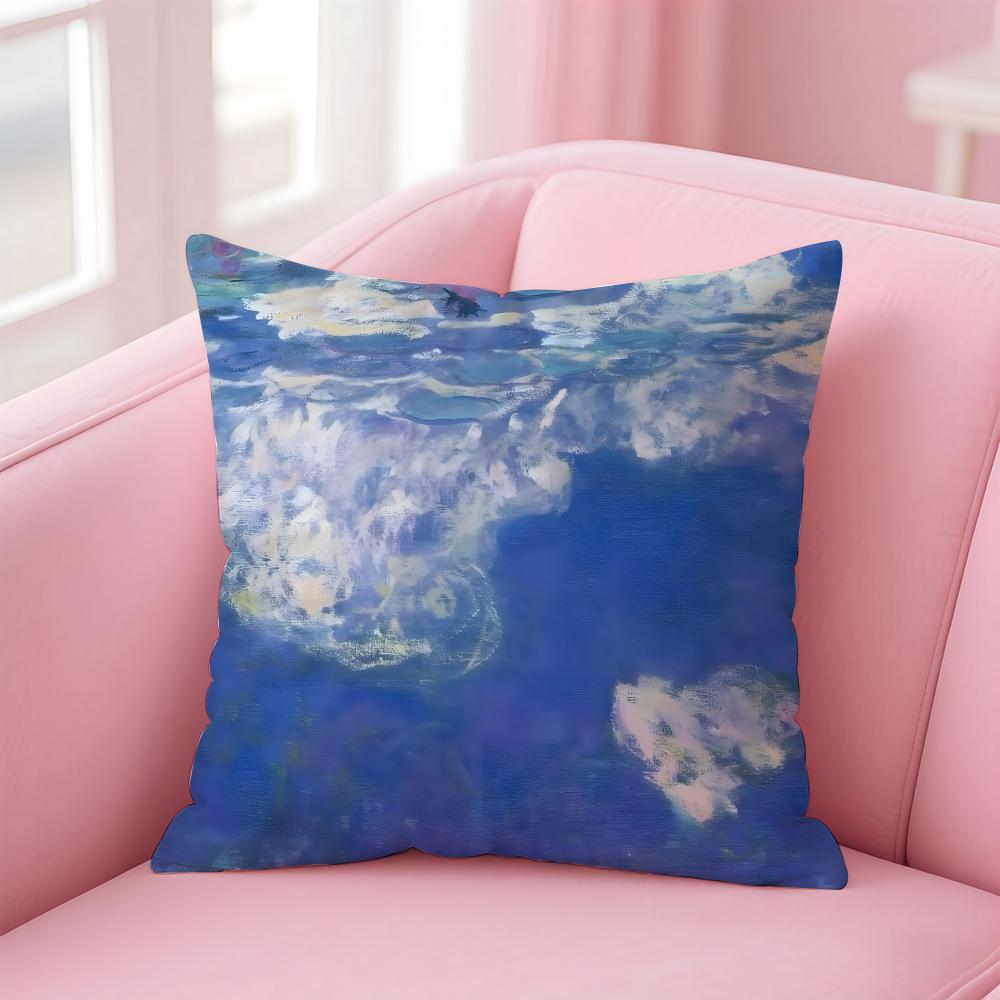 OOscarClaude Monet Cushion Cover Pillow Case Soft Skin Friendly Fabric Comfort  Concealed Zipper