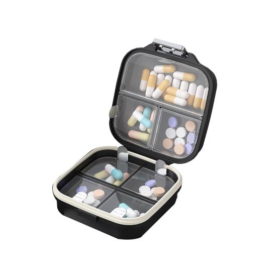 

Portable Pill Organizer Weekly Pill Box Double Layer Medicine Case Mini Moisture Resistant Pill Container for Outdoor Travel Work S чёрный