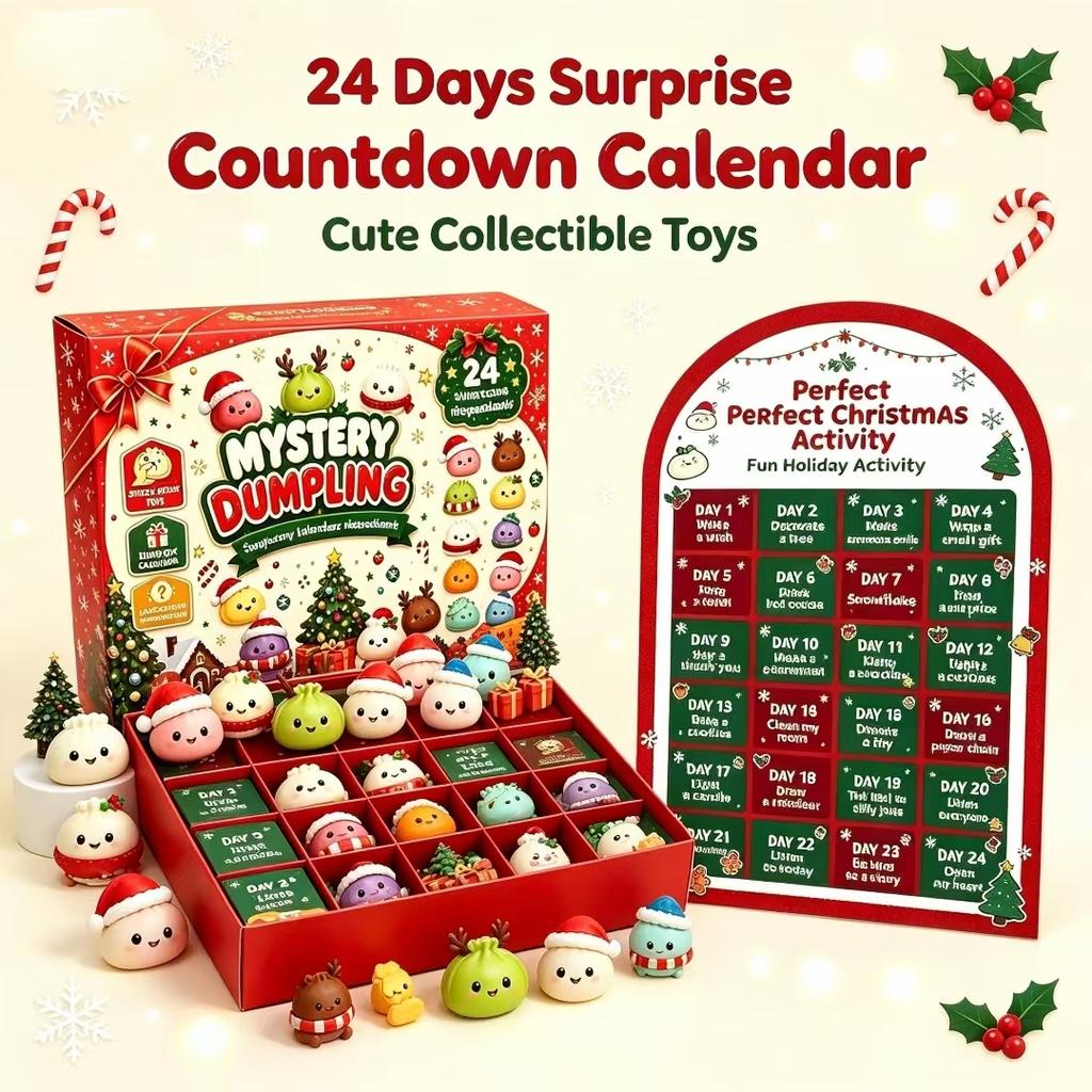 Werbe-Weihnachts-Adventskalender Brötchen-Quetsch-Spaß Niedliches Weiches Spielzeug Stressabbau Blind Box Unterstützt Anpassung