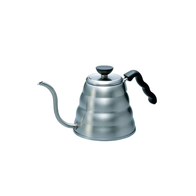 HARIO V60 Drip Kettle - Buono, 800mL capacity, suitable for direct heat/induction cooktops, hairline silver finish, made in Japan. A perfect gift.