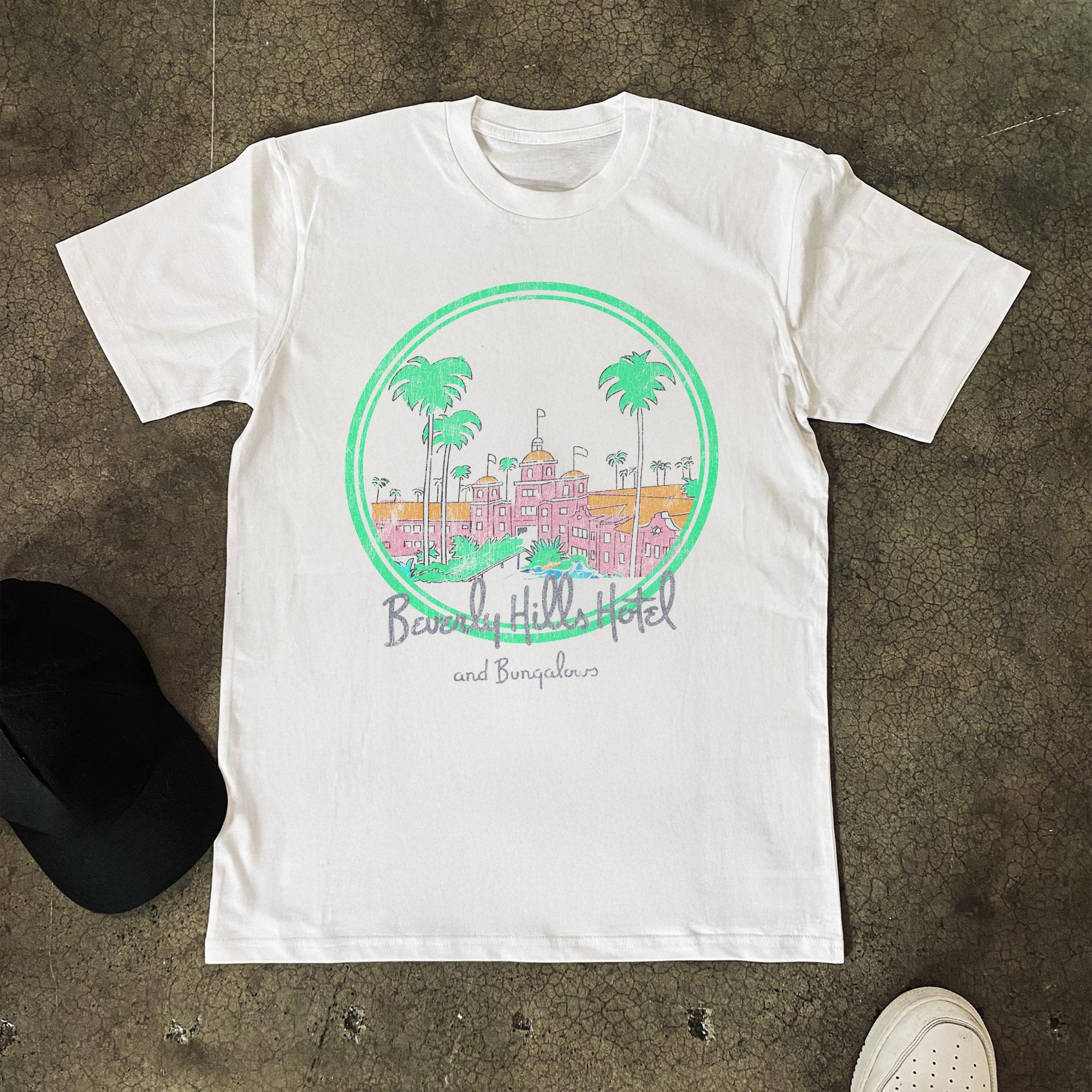 

Beverly Hills Hotel T-Shirt Men Women Vintage Palm Tree Graphic Cotton Short Sleeve Streetwear Tee 5XL різнокольоровий