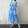 Short Sleeve Plus Size Cotton Vintage Floral New In Dresses for Women Casual Loose Long Summer Dress
