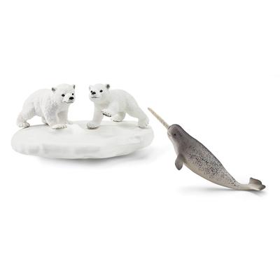 Schleich Wildtiere Eisbär und Narwal 42531