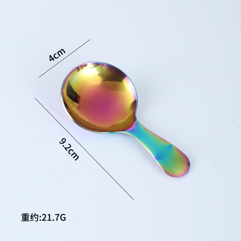 304 Stainless Steel Spoon Creative Short Handle Children's Spoon Cute Dessert Ice Cream Spoon Titanium Plated Tea Round Spoon
