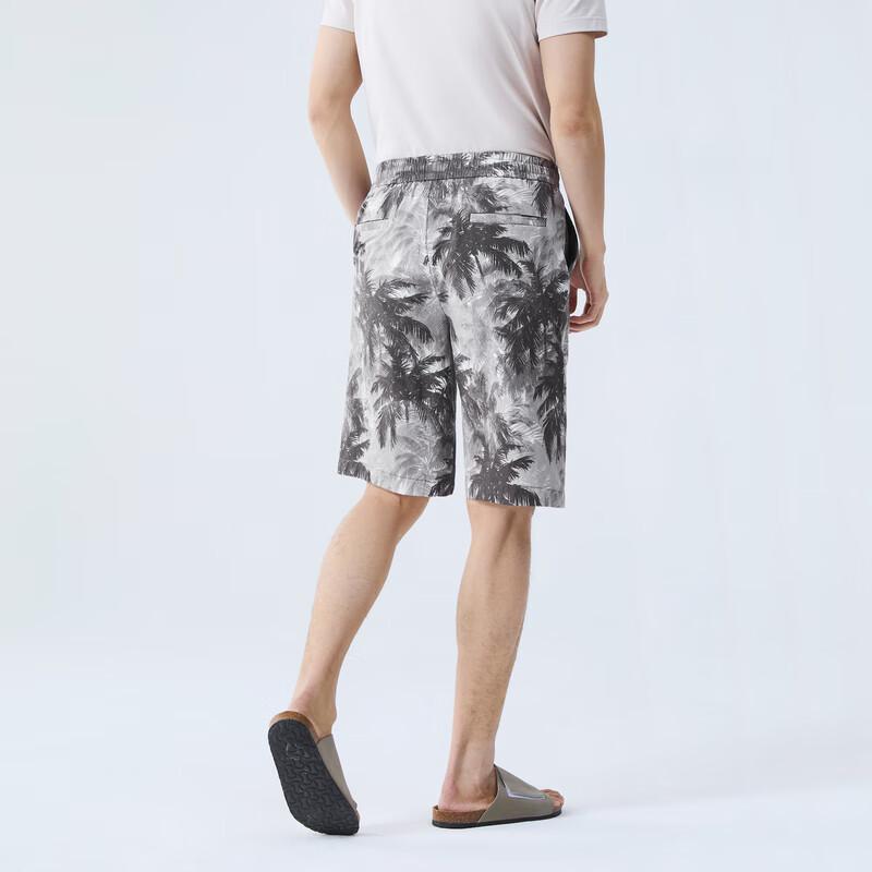 Qipai Men's Resort Series Summer Coconut Print Straight Shorts
