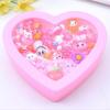 24Pcs Cute Adjustable Mixed Kids' Girls' Pink Animal Flower Fruit Polymer Resin Cartoon Rings Children' Jewelry with Heart-shape Gift Box