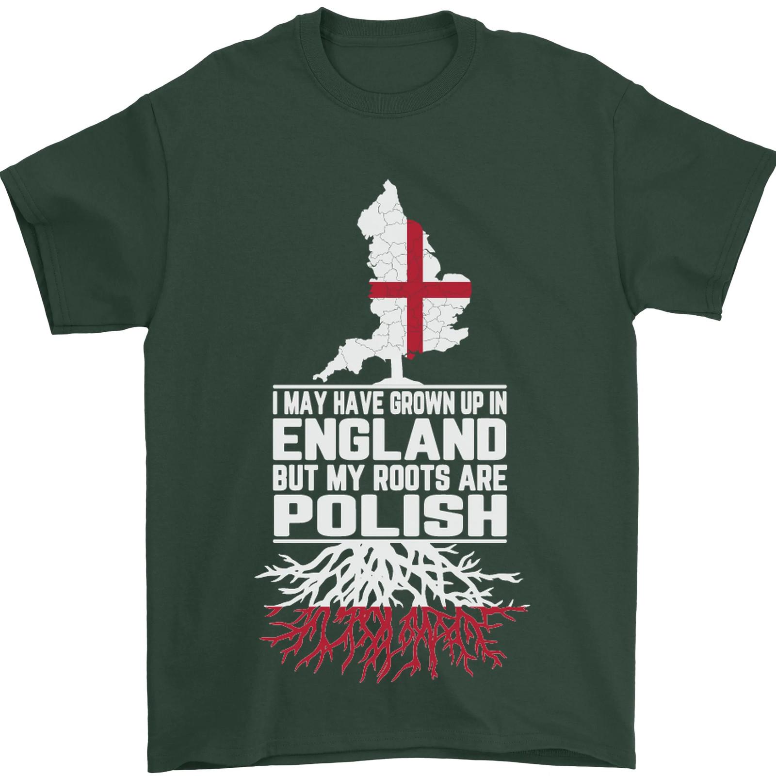 Roots In Poland Polish Polska Flag Orzel Mens T-Shirt 100% Cotton 2XL