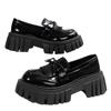Fashion Women's Platform Thick Heel Loafers Plus Size Fashion Black Patent Leather Dress Shoes Woman Comfortable Slip on Outdoor Shoes