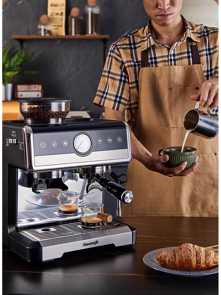 National Standard Italian Semi-Automatic Coffee Machine with Grinder & Double Boiler for High-Pressure Extraction