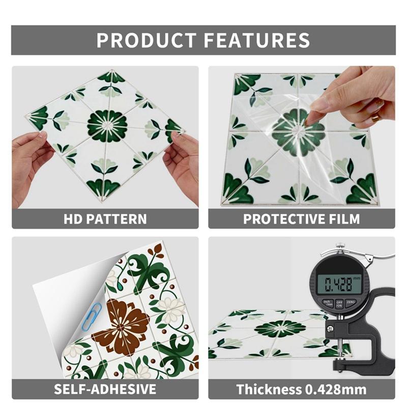 24pcs 15x15cm Tile Decorative Sticker PVC Self Adhesive Wallpaper