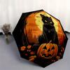 1pc Cat on a Pumpkin Halloween Automatic Opening and Closing Umbrella - Lightweight 3-Fold Design, Suitable for Fans, Travel, Daily Use - Of