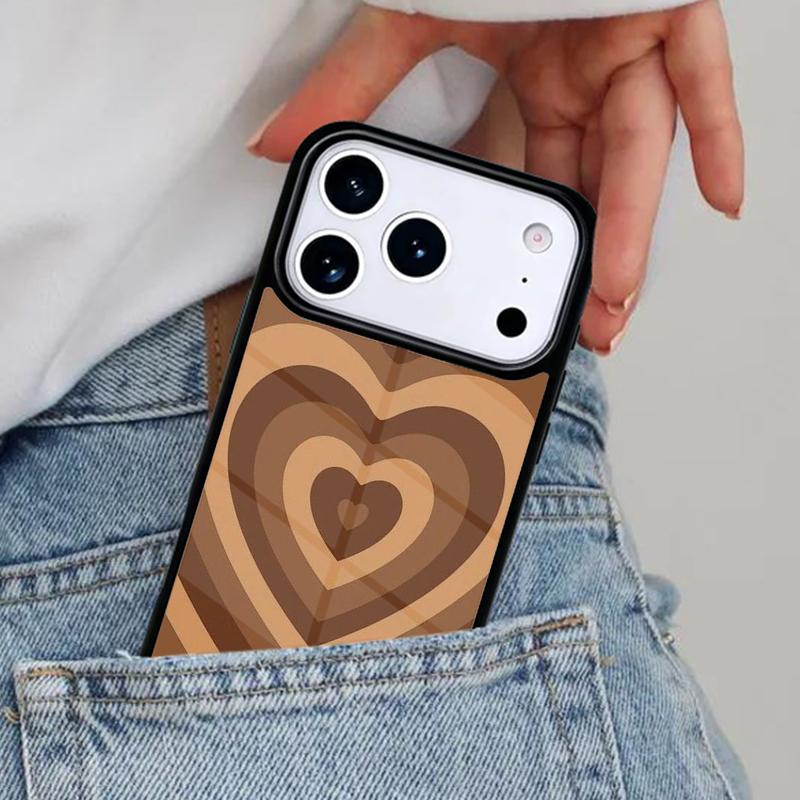 Latte Love Braunes Herz Ästhetische Handyhülle für iPhone 17ProMax 12 13 14 15 16e 17 Pro Max Plus Air Cover