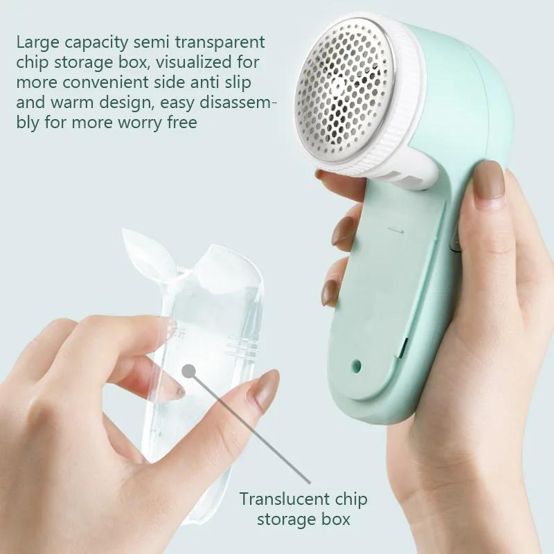 Portable electric hair ball trimmer, USB charging, detachable storage box, stainless steel blade mesh, with 8 blades and brush