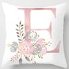White Pink Alphabet Pillowcase Letter A-Z Flower Pillow Cover Sofa Cushion Cover Home Decor Pillow Cover