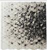 Black and White Shower Curtain, Geometric Design Abstract Connections of Mosaic Look Polygons, Cloth Fabric Bathroom D