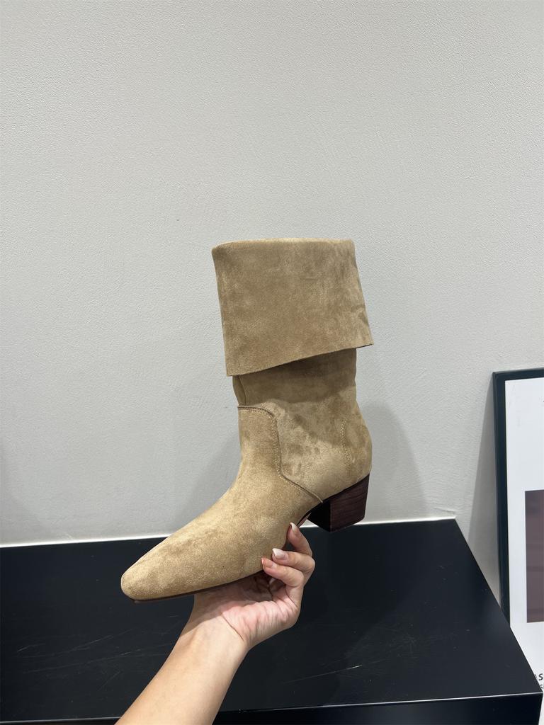 High Heel Suede Pointed Pile Boots Medium Knight Boots Women's Boots 2025 Autumn/Winter Brown Long Skinny Boots