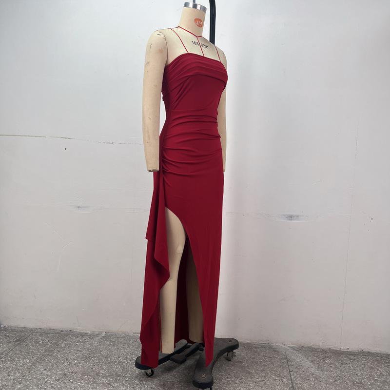 Dámské večerní šaty bez ramínek s jedním ramenem: Módní, Sexy, Bez zad, S vysokým rozparkem, Dlouhé letní šaty