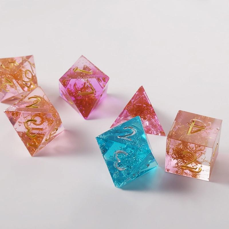 7 Shapes Dices Square Triangle Dices Mold Dices Digital Game Silicone Mould Crystal Epoxy Resin Mold with Storage Box