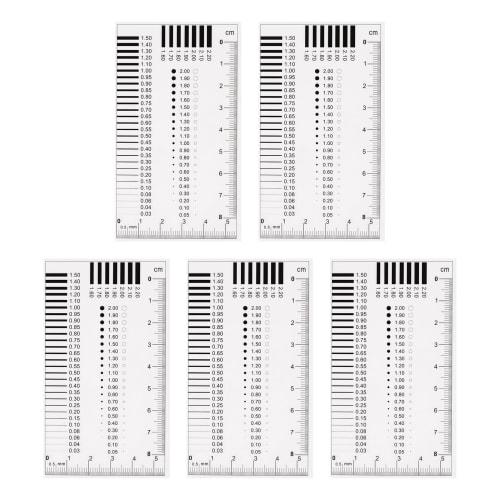 uxcell 5pcs High-Precision SEC Size Estimation Chart, 8x5.5cm, 0.2mm, Transparency Defect Detection Film Ruler for Measuring Diameter and Line Width D